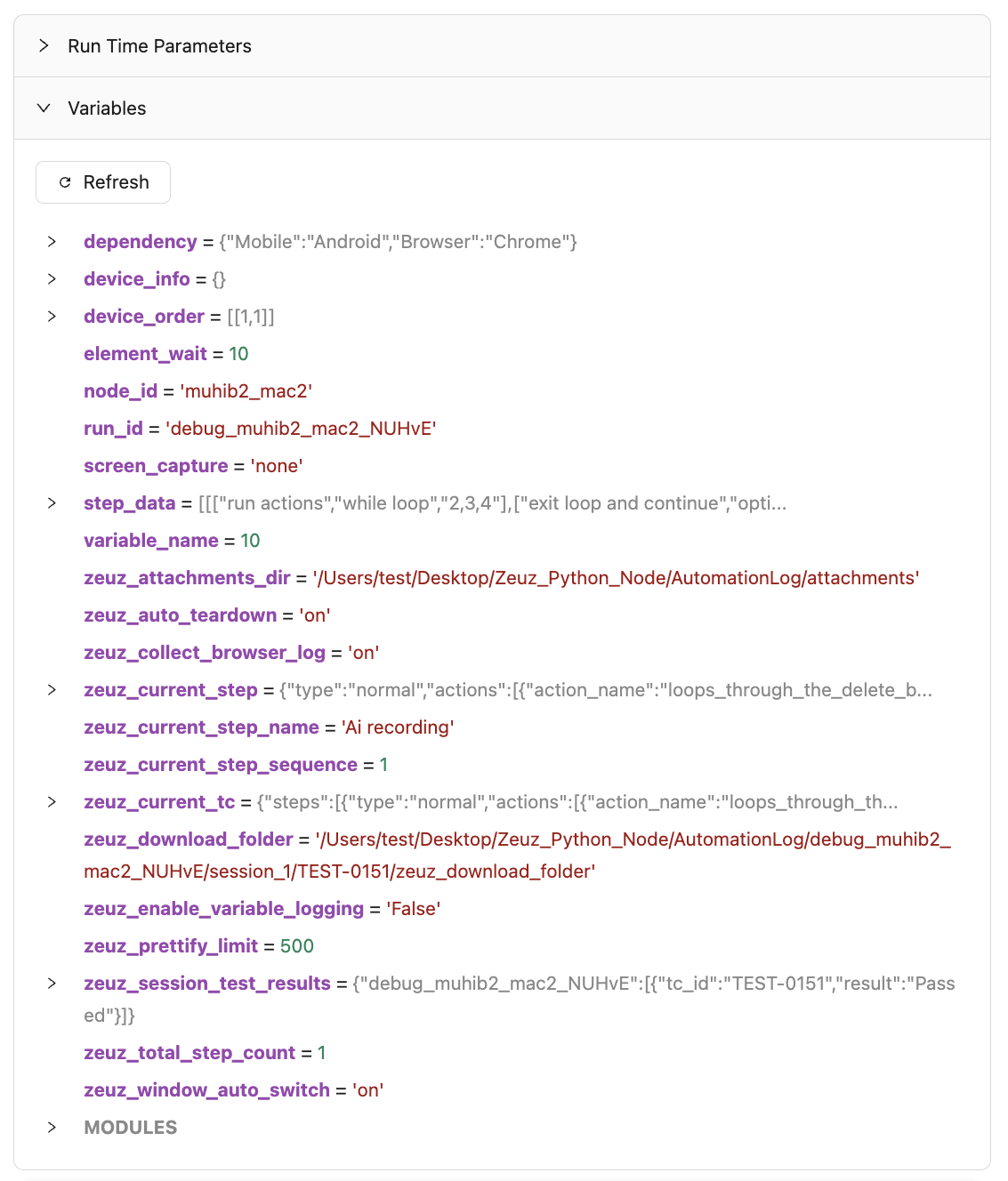 Debug variable viewer