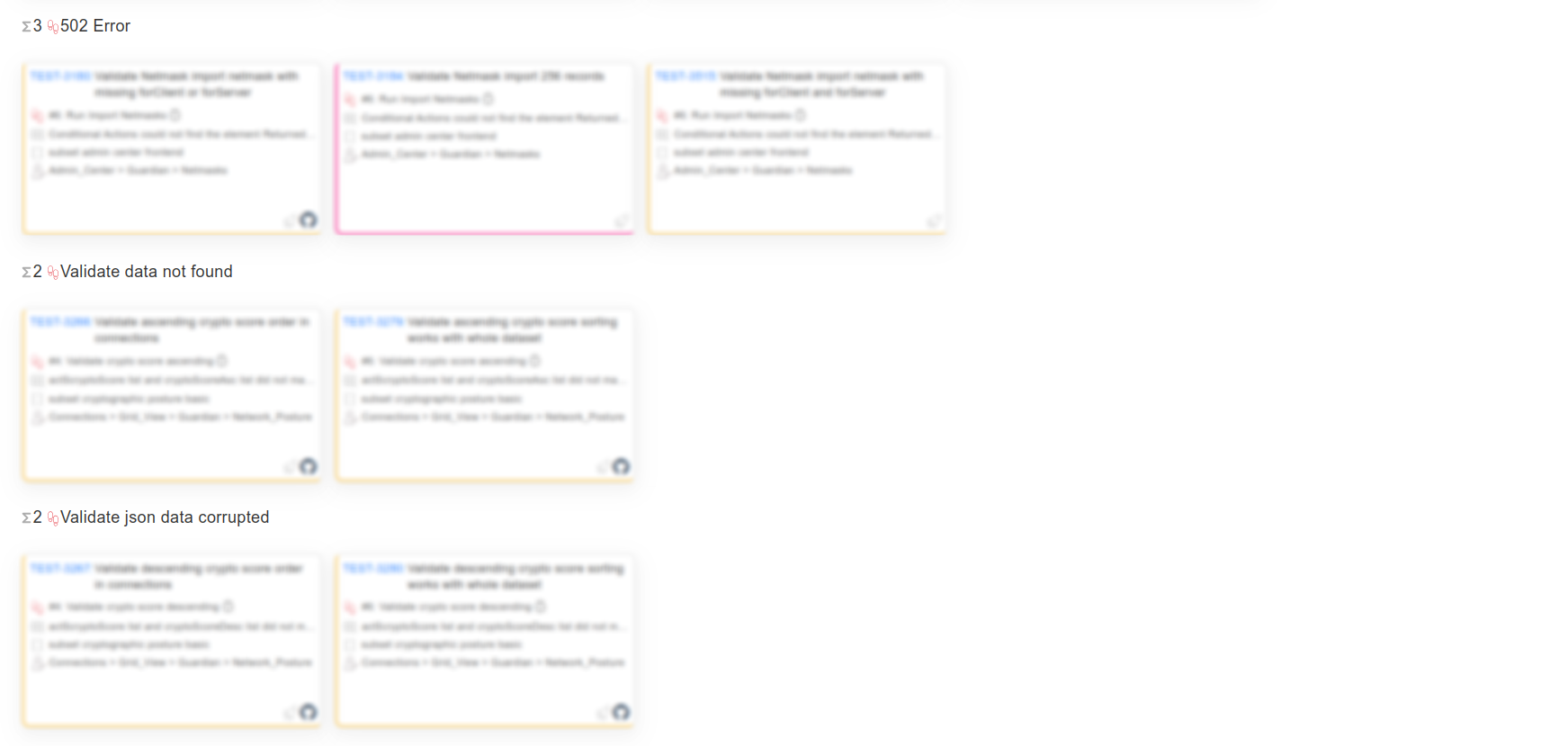 Fail analysis: card list view